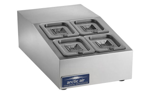 Arctic Air ACP4SQ Countertop Refrigerated Prep Rail 15" – 4 Pan Commercial Condiment Station