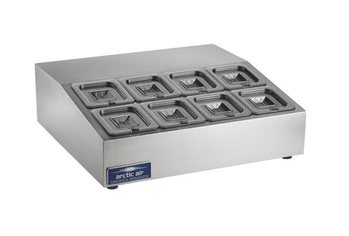 Arctic Air ACP8SQ Countertop Refrigerated Prep Rail 28" – 8 Pan Commercial Condiment Station