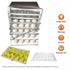 Seven-tier Heavy Duty Aluminum Idli Steamer with freshly steamed idlis on each tray, showcasing its capacity and even cooking performance.