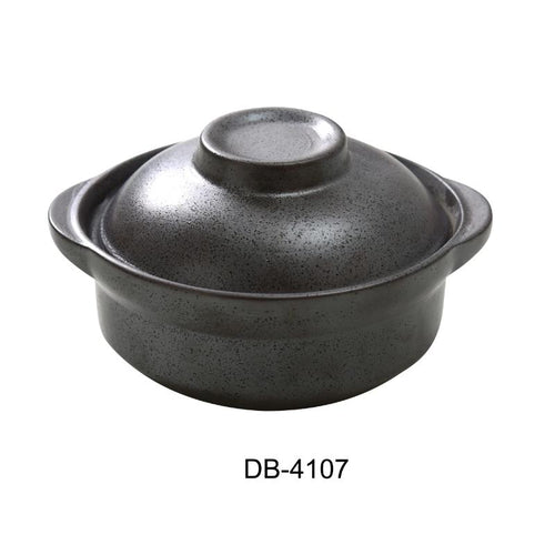 Yanco DB-4107 Diamond Black 6.5″ Skillet with LID 20 OZ, with Handle, China, Matte Black Glaze (1Dz)