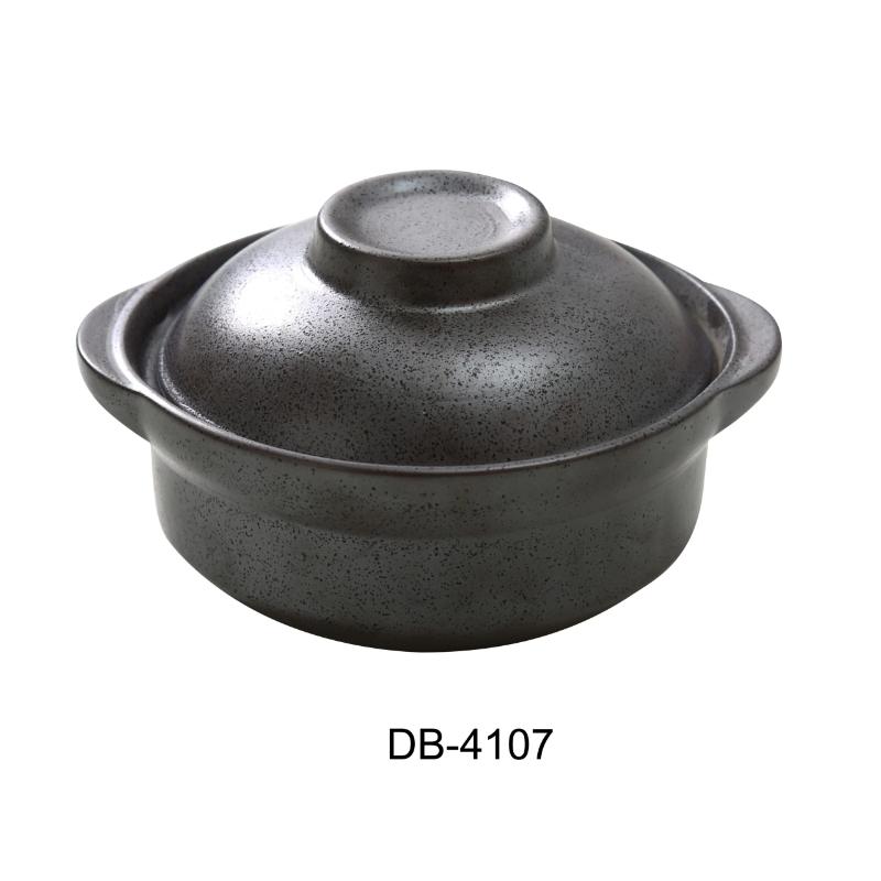 Yanco DB-4107 Diamond Black 6.5″ Skillet with LID 20 OZ, with Handle, China, Matte Black Glaze (1Dz)