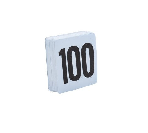 Adcraft Plastic Table Number Cards, 1 to 100, 4" x 4", in White/Black (4/1-100)