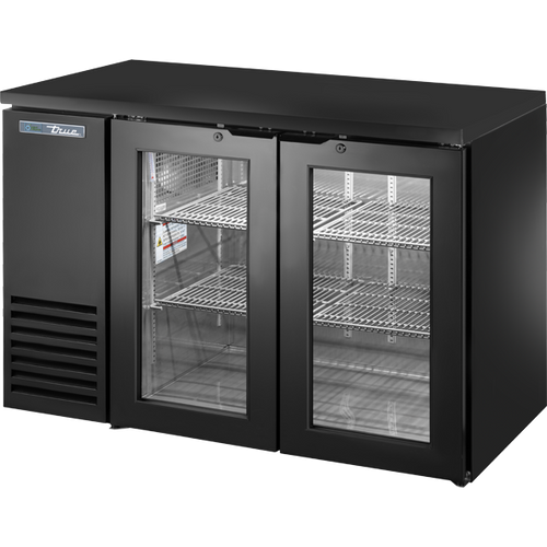 True TBB24-48-2G-Z1-BST-B-1 Glass Swing Door Back Bar 24″ Depth Single Zone Cooler with Black Sub Top and Black Exterior