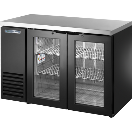 True TBB24-48-2G-Z1-SFT-B-1 Glass Swing Door Back Bar 24″ Depth Single Zone Cooler with Stainless Finished Top and Black Exterior