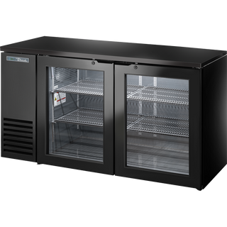 True TBB24-60-2G-Z1-BST-B-1 Glass Swing Door Back Bar 24″ Depth Single Zone Cooler with Black Sub Top and Black Exterior