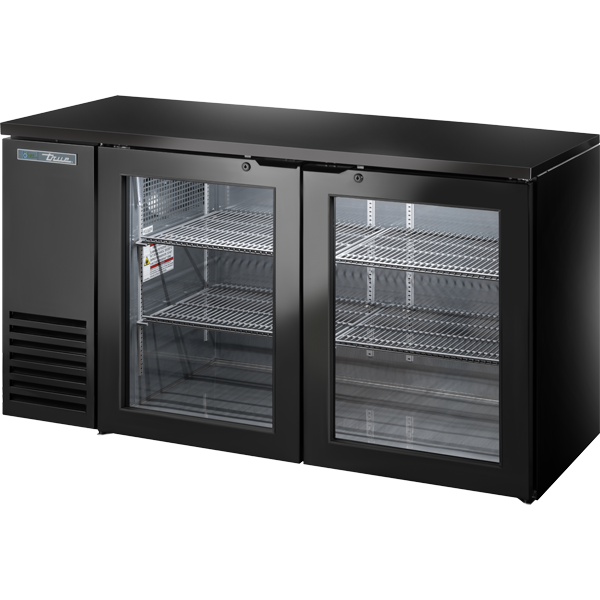 True TBB24-60-2G-Z1-BST-B-1 Glass Swing Door Back Bar 24″ Depth Single Zone Cooler with Black Sub Top and Black Exterior