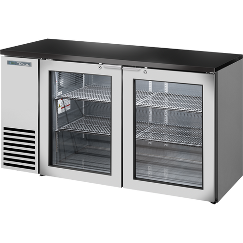 True TBB24-60-2G-Z1-BST-S-1 Glass Swing Door Back Bar 24″ Depth Single Zone Cooler with Black Sub Top and Stainless Exterior