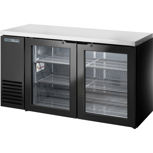 True TBB24-60-2G-Z1-SFT-B-1 Glass Swing Door Back Bar 24″ Depth Single Zone Cooler with Stainless Finished Top and Black Exterior