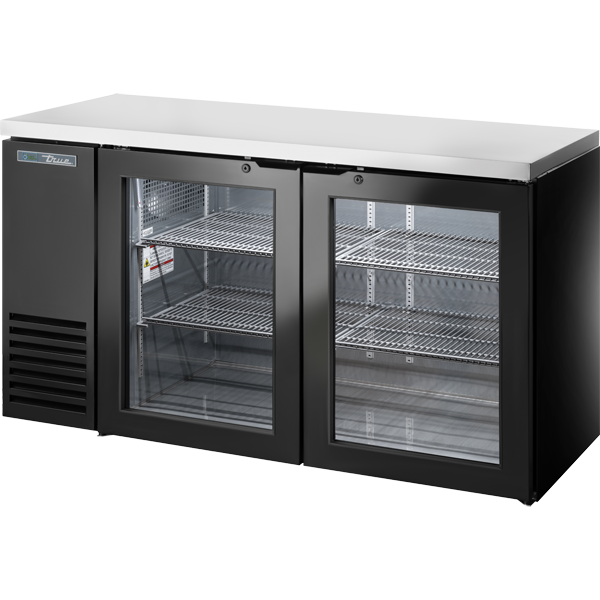 True TBB24-60-2G-Z1-SFT-B-1 Glass Swing Door Back Bar 24″ Depth Single Zone Cooler with Stainless Finished Top and Black Exterior