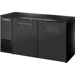 True TBB24-60-2S-Z1-BST-B-1 Solid Swing Door Back Bar 24″ Depth Single Zone Cooler with Black Sub Top and Black Exterior
