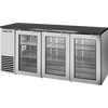 True TBB24-72-3G-Z1-BST-S-1 Glass Swing Door Back Bar 24″ Depth Single Zone Cooler with Black Sub Top and Stainless Exterior