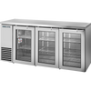 True TBB24-72-3G-Z1-SFT-S-1 Glass Swing Door Back Bar 24″ Depth Single Zone Cooler with Stainless Finished Top and Stainless Exterior