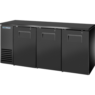 True TBB24-72-3S-Z1-BST-B-1 Solid Swing Door Back Bar 24″ Depth Single Zone Cooler with Black Sub Top and Black Exterior