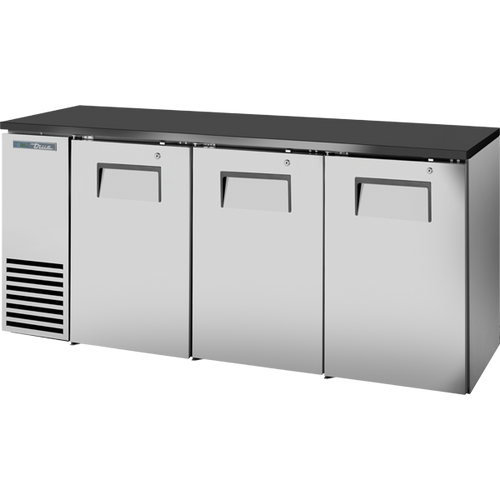 True TBB24-72-3S-Z1-BST-S-1 Solid Swing Door Back Bar 24″ Depth Single Zone Cooler with Black Sub Top and Stainless Exterior