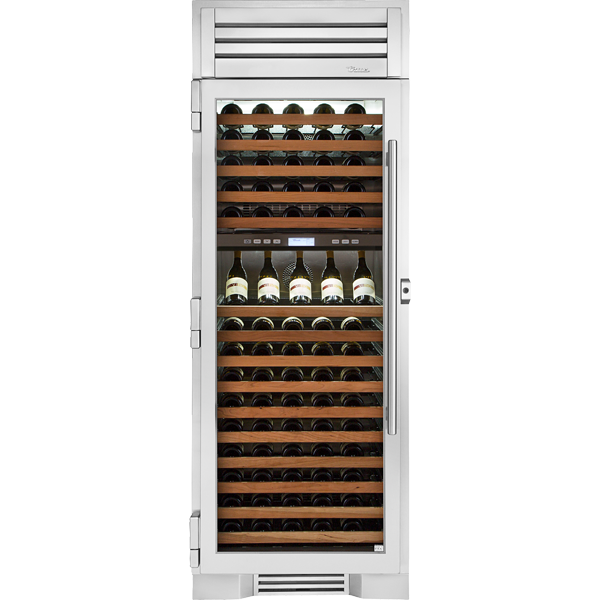 True TC-30DZW-L-SG-C-H04K - 30″ Dual Zone Wine Column with Stainless Glass Door