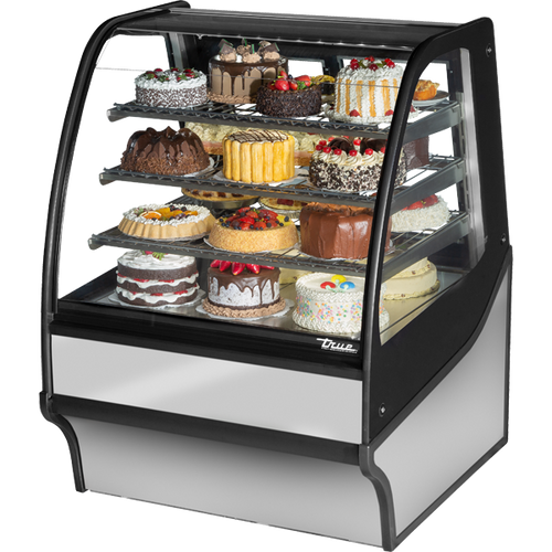 True TDM-R-36-GE/GE-S-S Curved Glass, Glass End Refrigerator