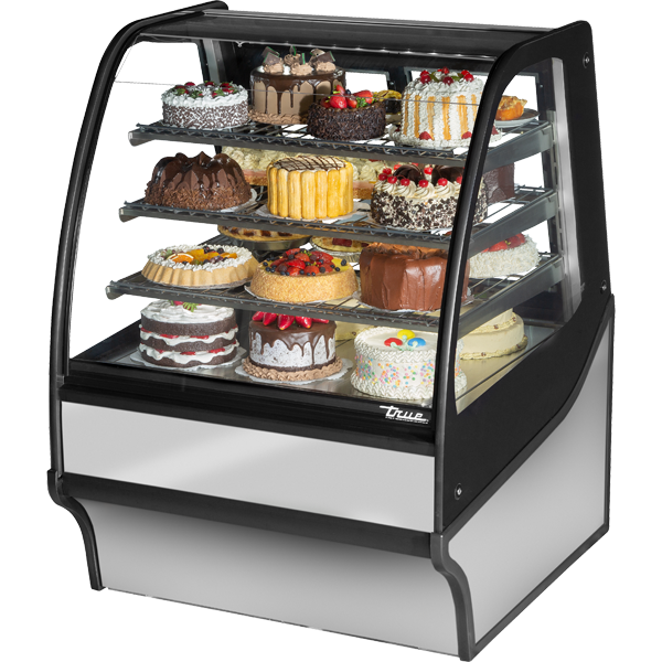 True TDM-R-36-GE/GE-S-S Curved Glass, Glass End Refrigerator