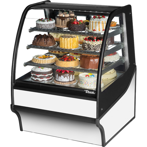 True TDM-R-36-GE/GE-S-W Curved Glass, Glass End Refrigerator