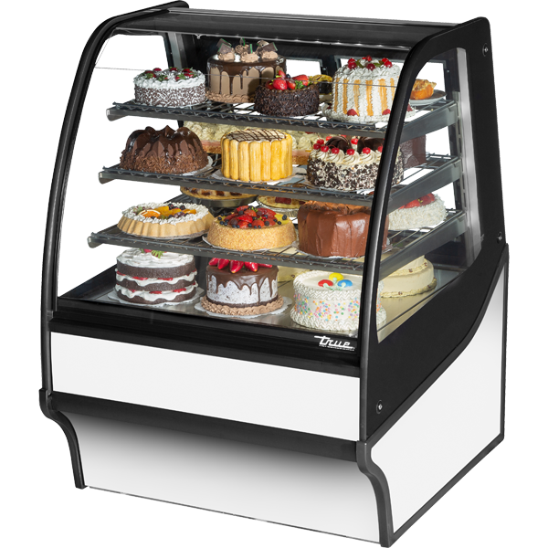 True TDM-R-36-GE/GE-S-W Curved Glass, Glass End Refrigerator