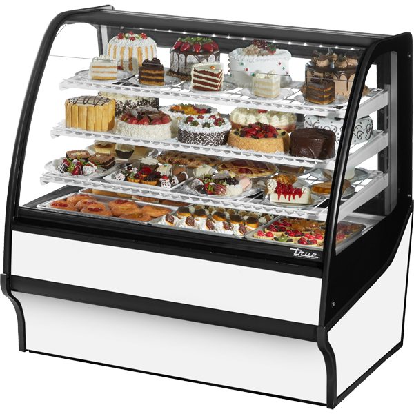 True TDM-R-48-GE/GE-W-W Curved Glass, Glass End Refrigerator