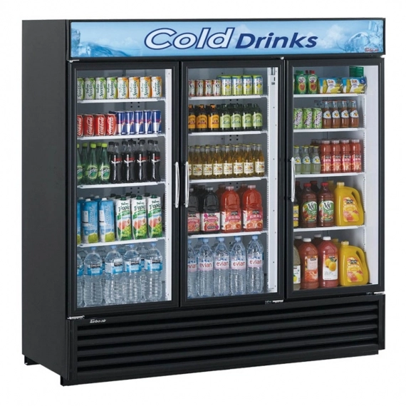 Turbo Air TGM-72RS(B)-N 78" Three Section Merchandiser Refrigerator with Glass Door, 67.98 cu. ft.