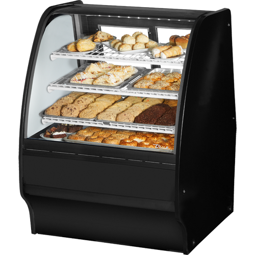 True TGM-DC-36-SC/SC-B-W Fixed Front Curved Glass, Solid Colored End Dry Case