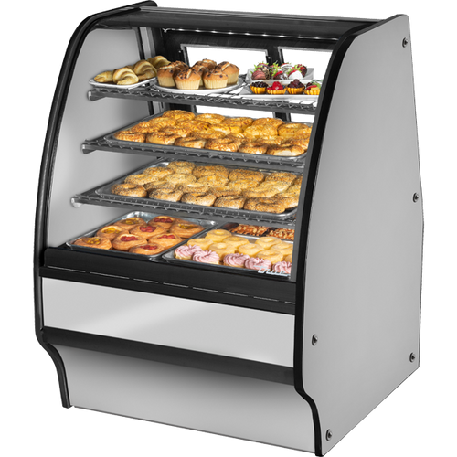 True TGM-DC-36-SC/SC-S-S Fixed Front Curved Glass, Solid Colored End Dry Case