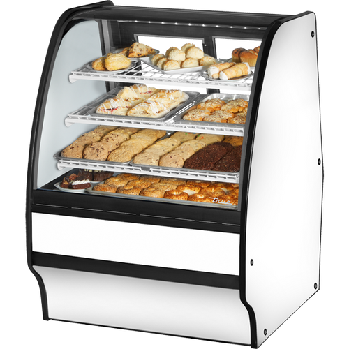True TGM-DC-36-SC/SC-W-W Fixed Front Curved Glass, Solid Colored End Dry Case