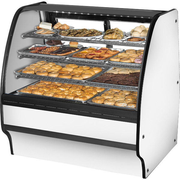 True TGM-DC-48-SC/SC-S-W Fixed Front Curved Glass, Solid Colored End Dry Case