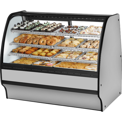 True TGM-DC-59-SC/SC-S-W Fixed Front Curved Glass, Solid Colored End Dry Case