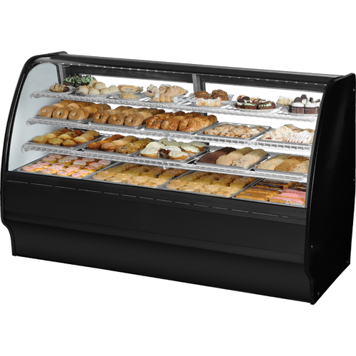 True TGM-DC-77-SC/SC-B-W Fixed Front Curved Glass, Solid Colored End Dry Case