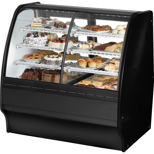True TGM-DZ-48-SC/SC-B-W Fixed Front Curved Glass, Solid Colored End Dual Zone