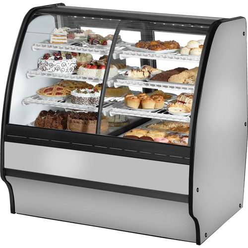 True TGM-DZ-48-SC/SC-S-W Fixed Front Curved Glass, Solid Colored End Dual Zone