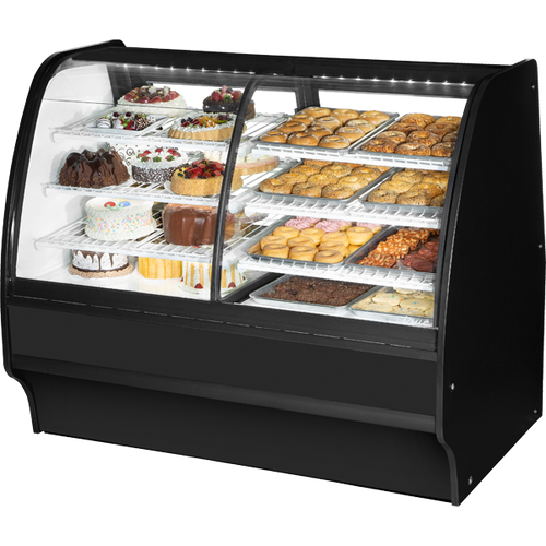 True TGM-DZ-59-SC/SC-B-W Fixed Front Curved Glass, Solid Colored End Dual Zon