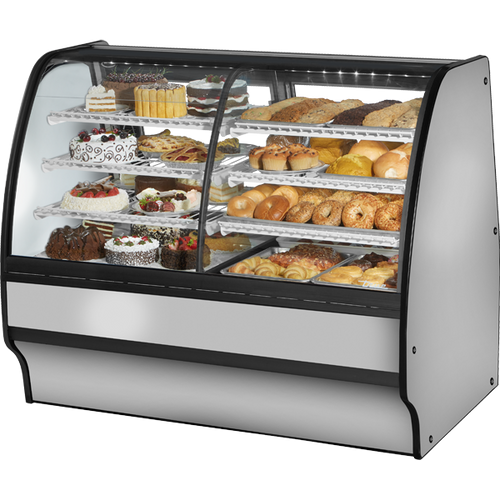 True TGM-DZ-59-SC/SC-S-W Fixed Front Curved Glass, Solid Colored End Dual Zone