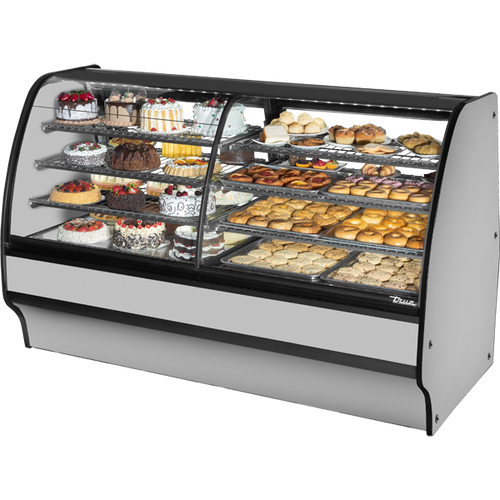 True TGM-DZ-77-SC/SC-S-S Fixed Front Curved Glass, Solid Colored End Dual Zone