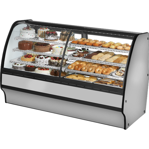 True TGM-DZ-77-SC/SC-S-W Fixed Front Curved Glass, Solid Colored End Dual Zone