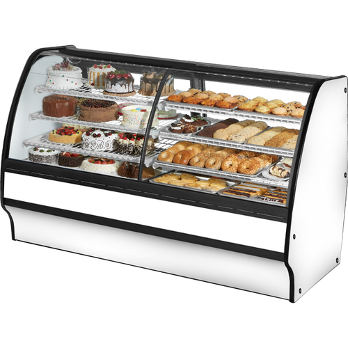 True TGM-DZ-77-SC/SC-W-W Fixed Front Curved Glass, Solid Colored End Dual Zone