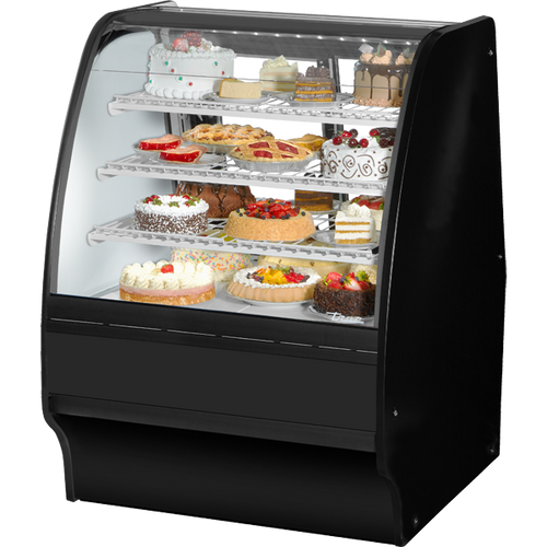 True TGM-R-36-SC/SC-B-W Fixed Front Curved Glass, Solid Colored End Refrigerator