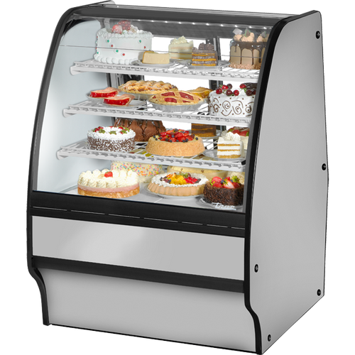 True TGM-R-36-SC/SC-S-W Fixed Front Curved Glass, Solid Colored End Refrigerator