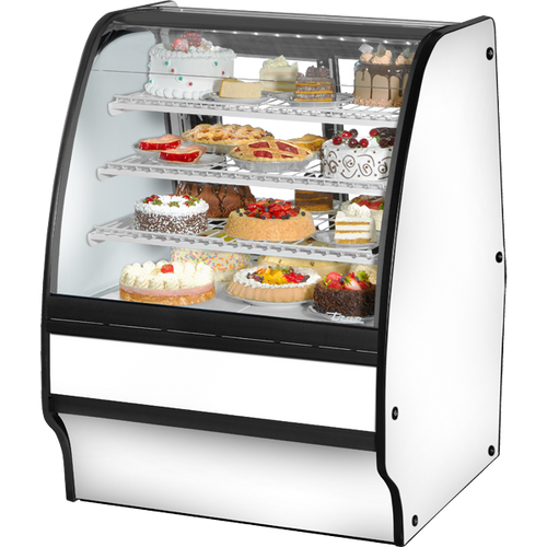 True TGM-R-36-SC/SC-W-W Fixed Front Curved Glass, Solid Colored End Refrigerator