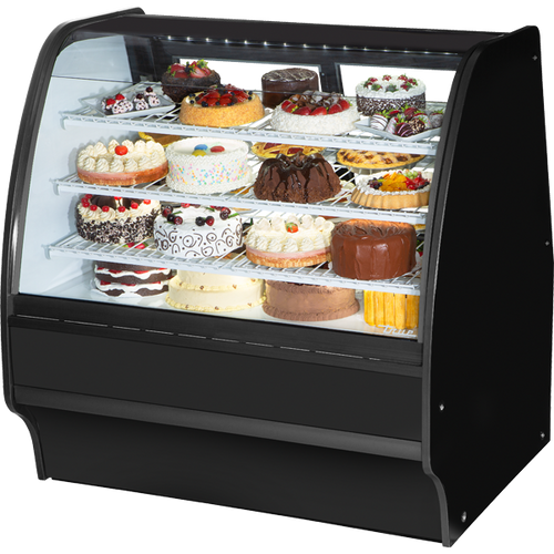 True TGM-R-48-SC/SC-B-W Fixed Front Curved Glass, Solid Colored End Refrigerator