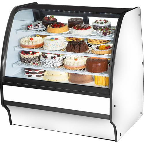 True TGM-R-48-SC/SC-W-W Fixed Front Curved Glass, Solid Colored End Refrigerator