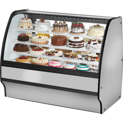 True TGM-R-59-SC/SC-S-W Fixed Front Curved Glass, Solid Colored End Refrigerator