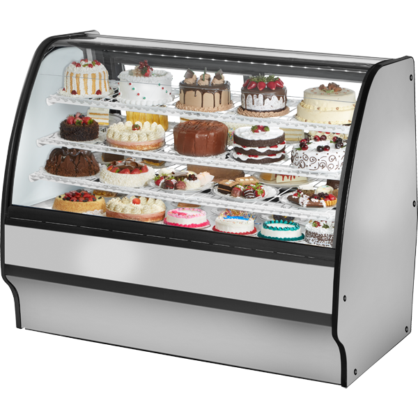 True TGM-R-59-SC/SC-S-W Fixed Front Curved Glass, Solid Colored End Refrigerator