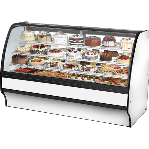 True TGM-R-77-SC/SC-W-W Fixed Front Curved Glass, Solid Colored End Refrigerator