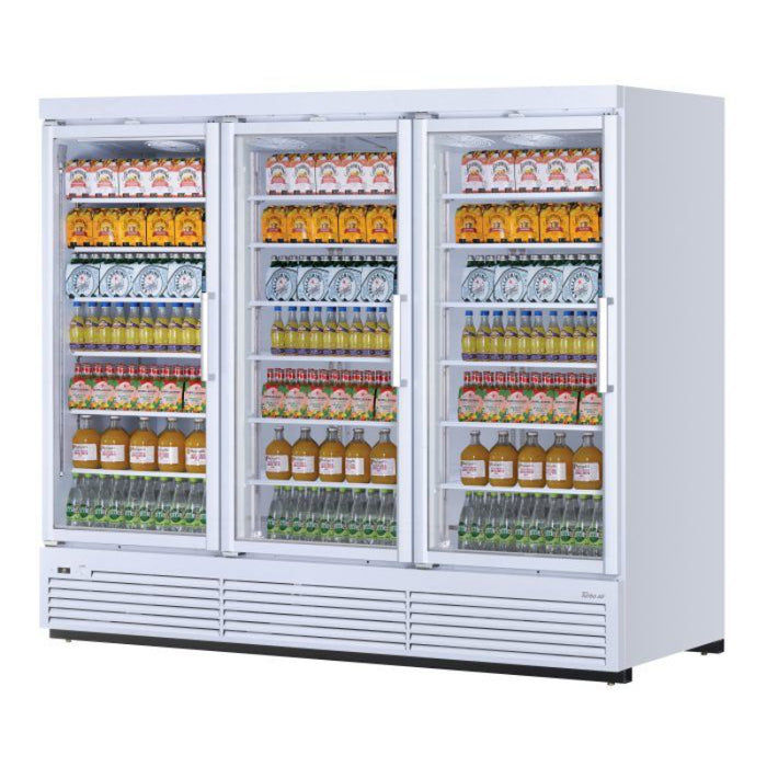 Turbo Air TJMR-85SDW(B)-N 97" 3 Section Glass Door Merchandiser Refrigerator