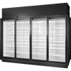 True TRM4M-NY-BLK-WHT-1BLKLLLL-4 True Retail Merchandiser • 4-Door • Medium Temp – Finished Left Panel/In Line Right Panel – Black Exterior – White Interior – Aluminum Frame Black Doors • All Left Door Hinge – 4000K LED Lighting