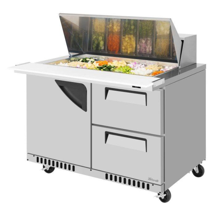 Turbo Air TST-48SD-18-D2R(L)-FB-N Super Deluxe Sandwich/Salad Mega Top Unit with Two Sections 11.1 cu. ft
