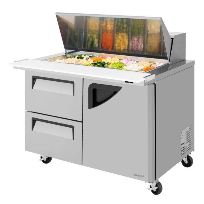Turbo Air TST-48SD-18-D2R-N Rear Mount Super Deluxe Sandwich/Salad Mega Top Unit with Two Sections 15.0 cu. ft